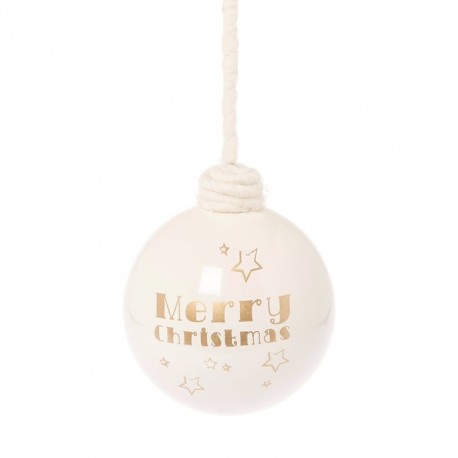 Palla decorativa Merry bianca e oro 10 cm